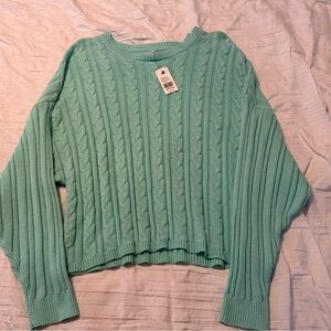 Crown & Ivy Mint Cable Knit Sweater XXL